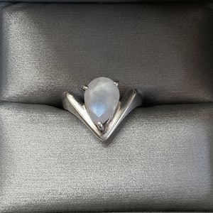 925 Rainbow Moonstone Chevron Ring